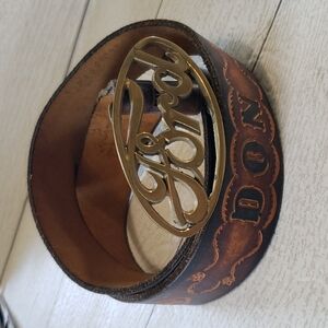Ford custom made tooled brown belt with name DON 32